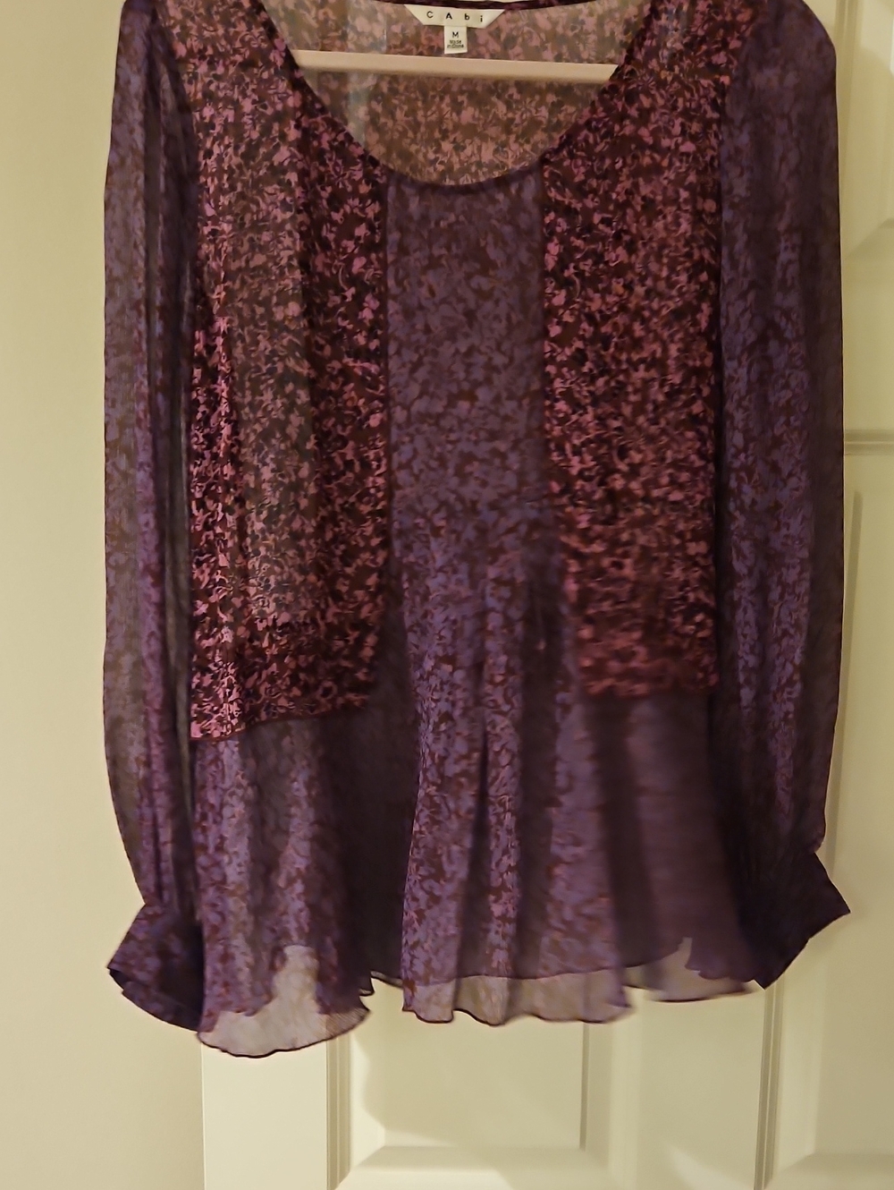 Cabi Sheer Purple Floral Blouse